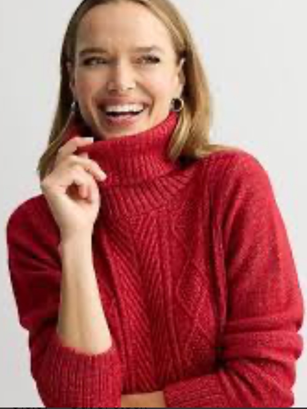 croft & barrow Turtleneck Design Diamond & Braid Cable Knit Sweater magenta